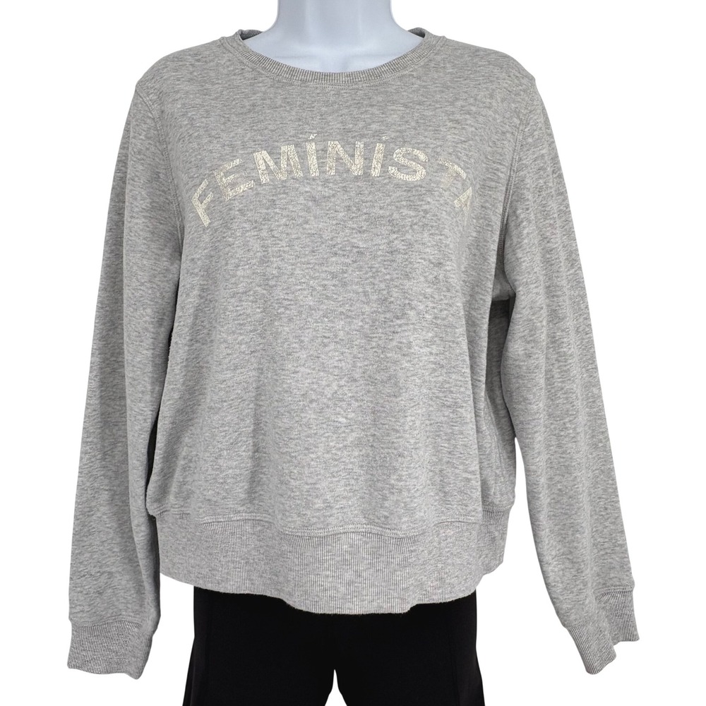 Rebecca Minkoff Sweatshirt Womens Feminista Graphic Gray L Pullover Fleece‎
